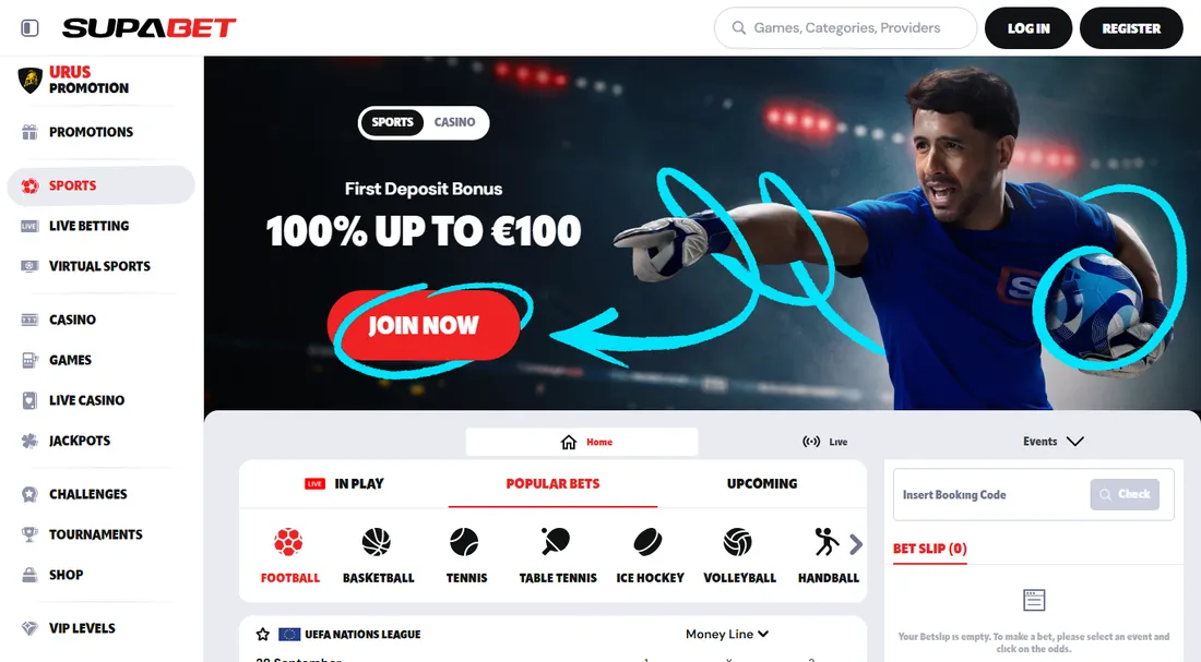 Homepage di Supabet, acquisita il 28 settembre 2026